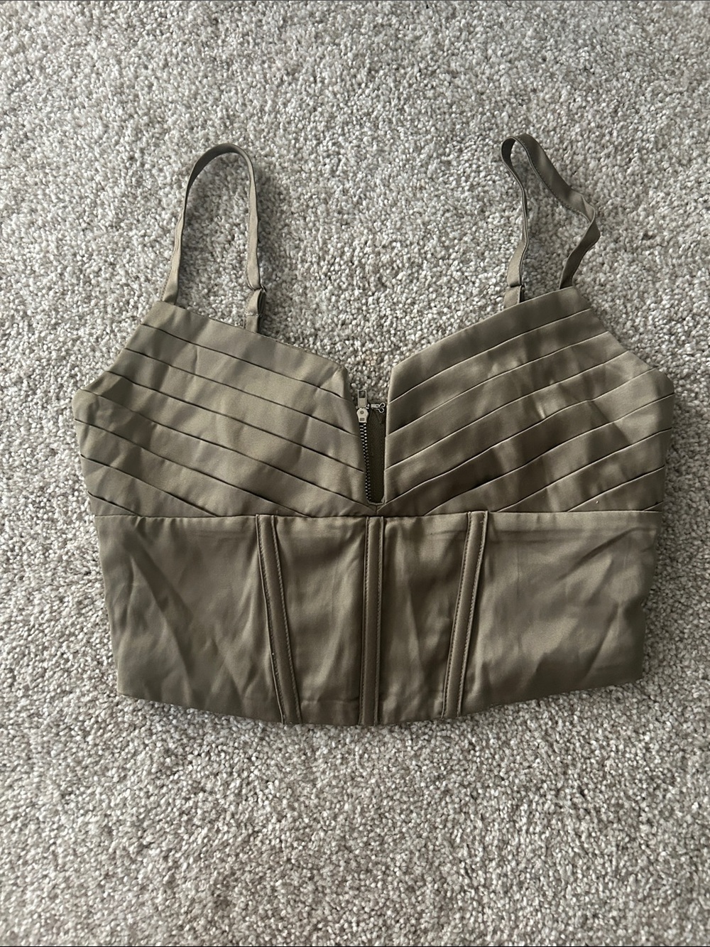 Olive Green Structured Bustier Crop Top